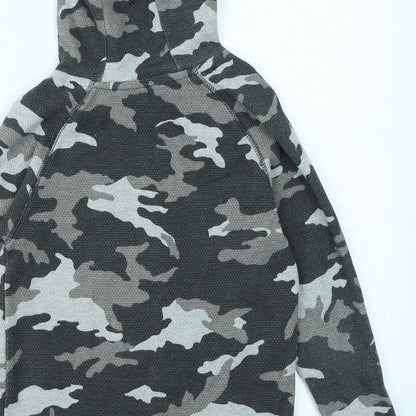 Preloved George Boys Grey Camouflage  Pullover Hoodie Size 7-8 Years - Label