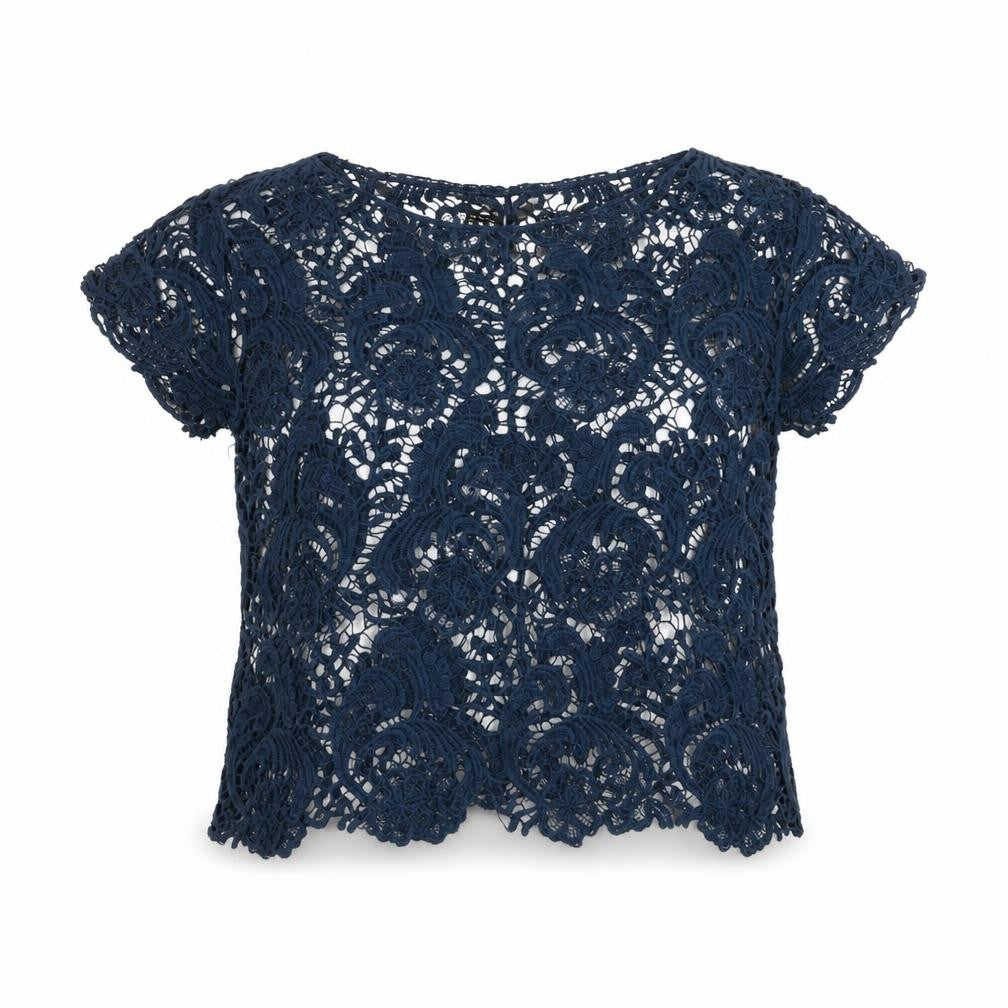 Zara Womens Blue Floral  Basic Blouse Size S  - lace