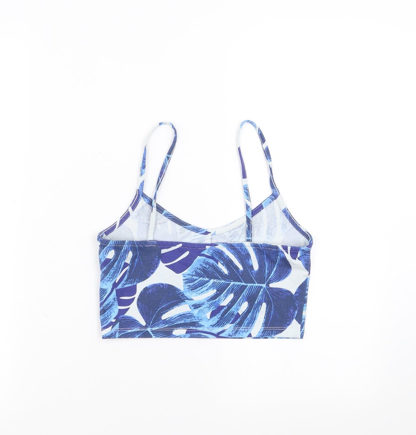 Topshop Womens Blue Floral  Camisole Blouse Size 8  - leaf pattern, cropped