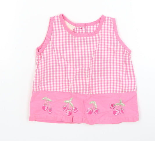 Morris Mouse Baby Pink Check  A-Line  Size 6-9 Months  - cherry