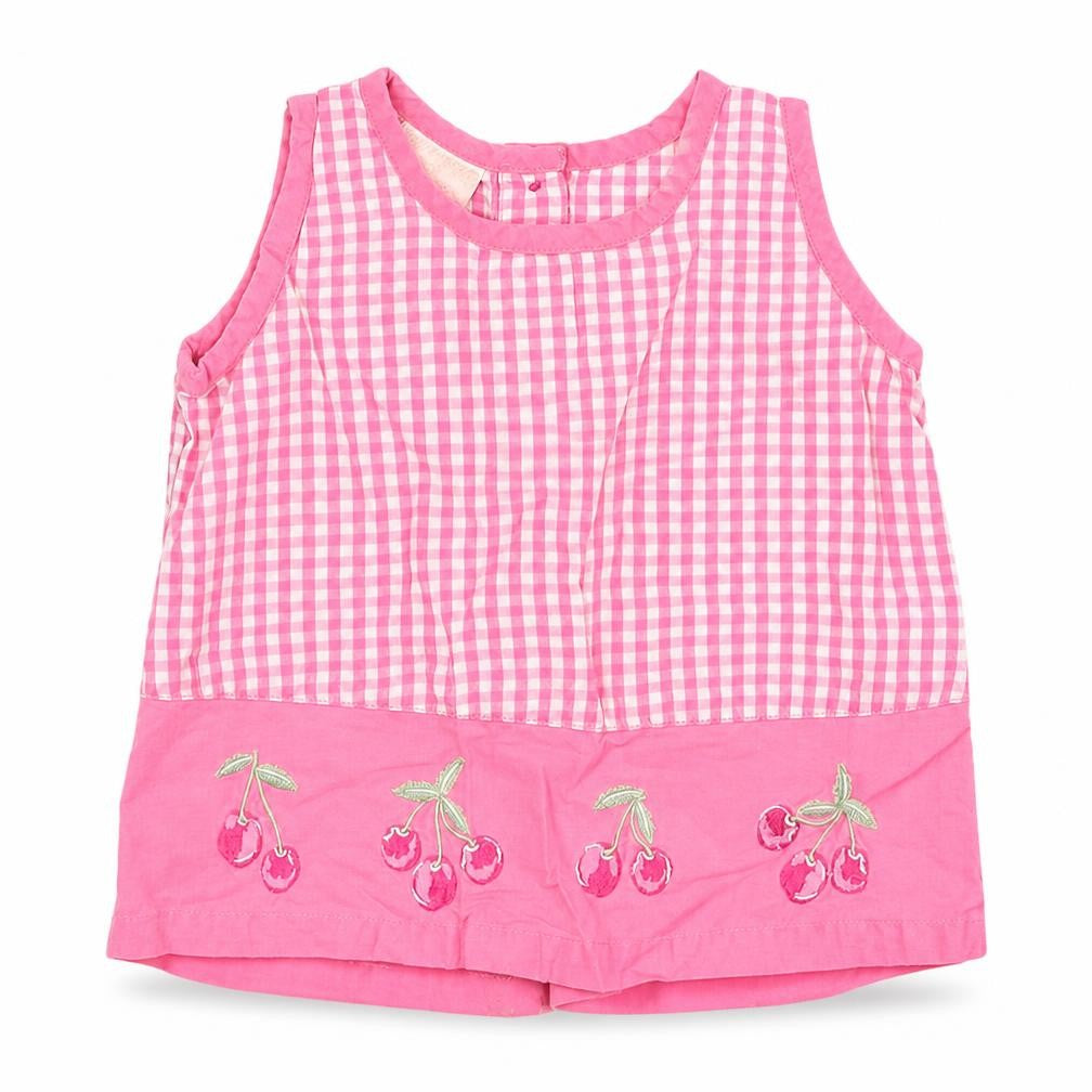 Morris Mouse Baby Pink Check  A-Line  Size 6-9 Months  - cherry