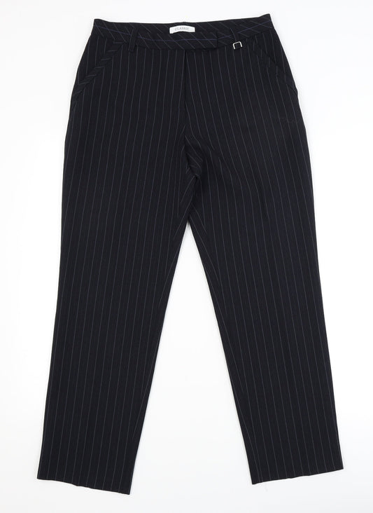 Marks and Spencer Womens Black Striped  Dress Pants Trousers Size 10 L27 in