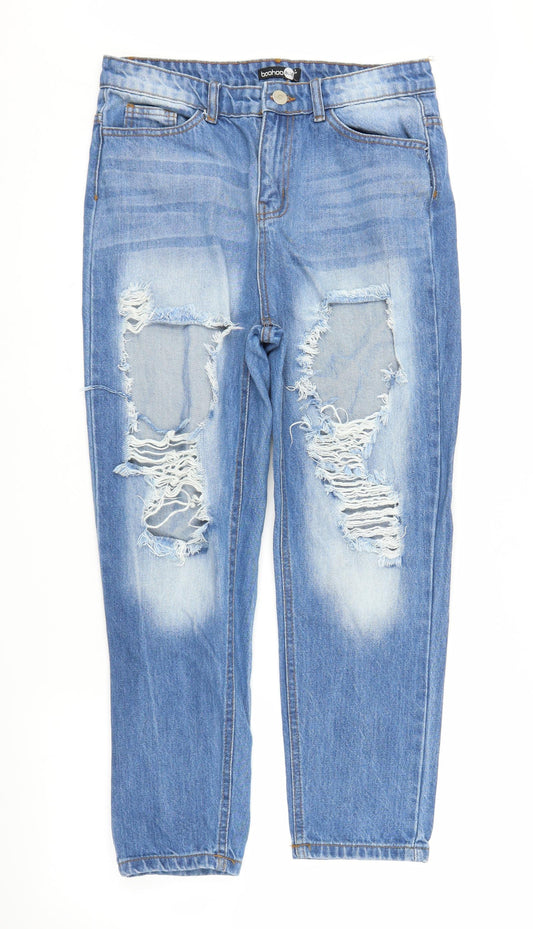 Preloved Boohoo Womens Blue  Denim Mom Jeans Size 10 L24 in - Front