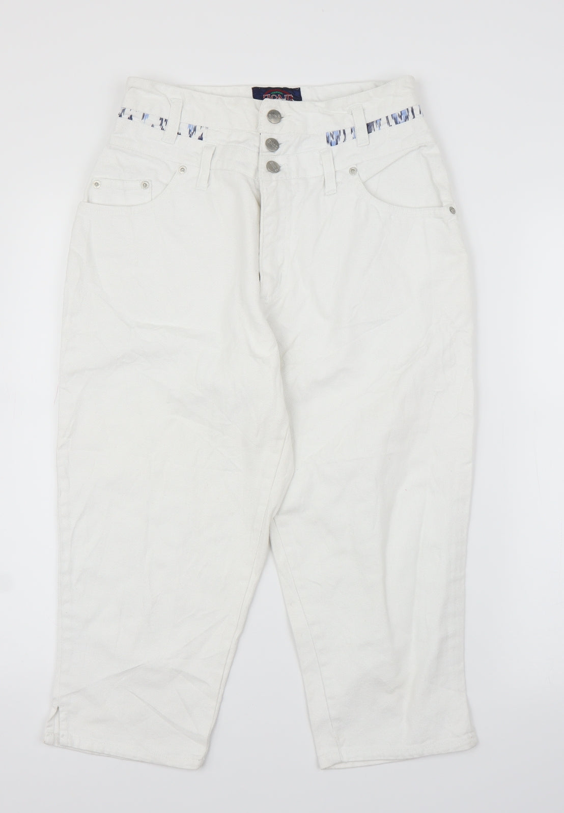 Zone Womens White  Denim Cropped Jeans Size M L20 in