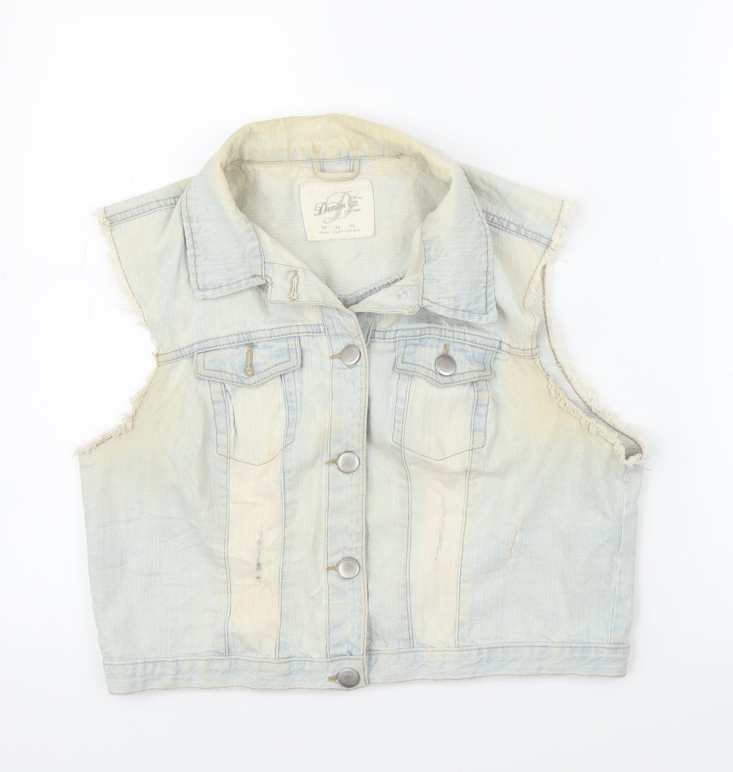 Primark Womens Blue  Denim Cardigan Jumper Size 14  - Denim Waistcoat