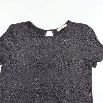 Oasis Womens Grey Houndstooth  Basic T-Shirt Size S