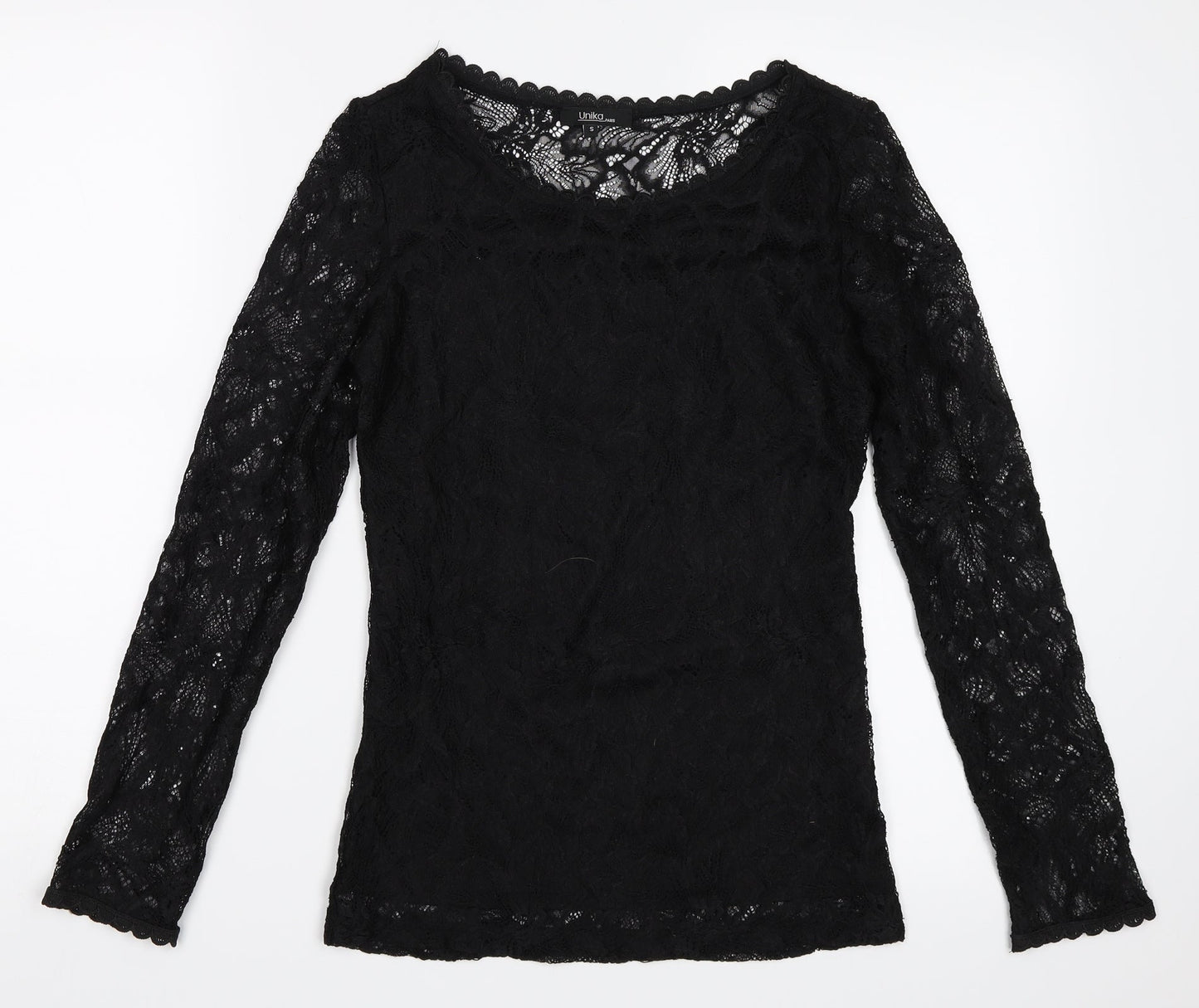 Unikd Paris Womens Black  Lace Basic Blouse Size S