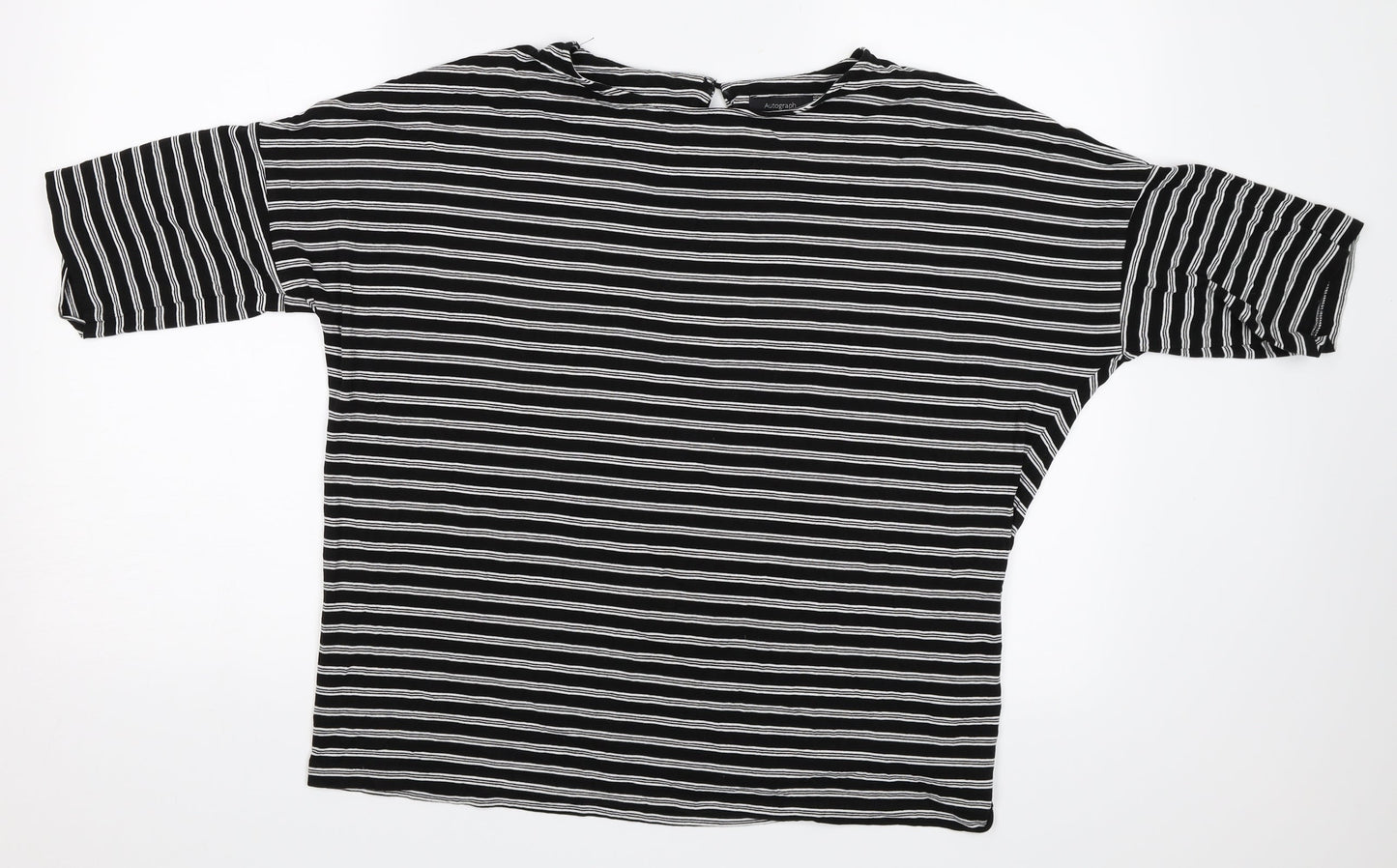 Marks and Spencer Womens Black Striped  Basic T-Shirt Size 14