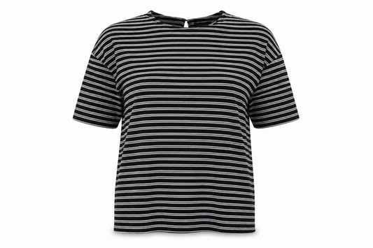 Marks and Spencer Womens Black Striped  Basic T-Shirt Size 14
