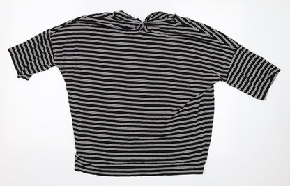Marks & Spencer Womens Black Striped  Basic T-Shirt Size 14