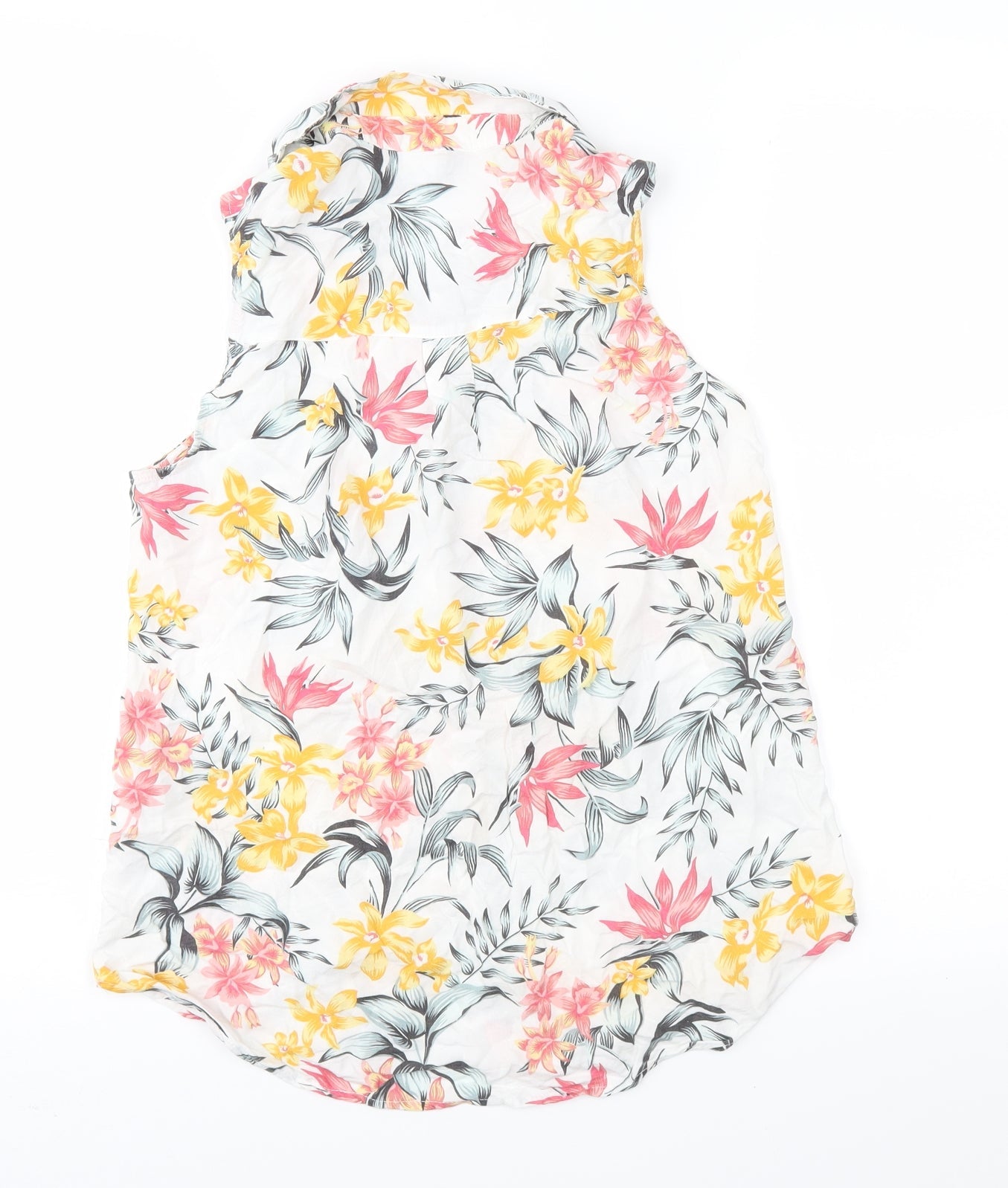 H&M Womens White Floral  Basic Button-Up Size 4