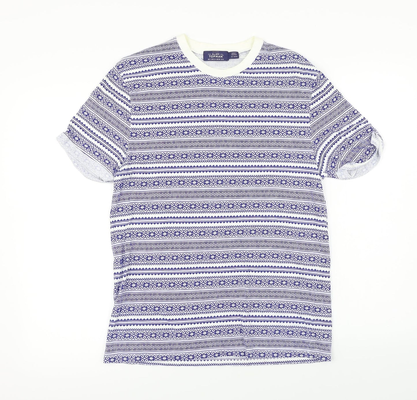 Topman  Womens Blue Herringbone  Basic T-Shirt Size S