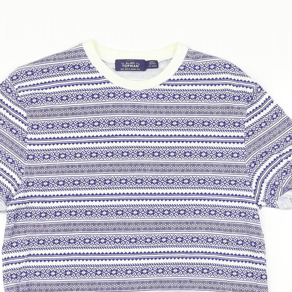 Topman  Womens Blue Herringbone  Basic T-Shirt Size S
