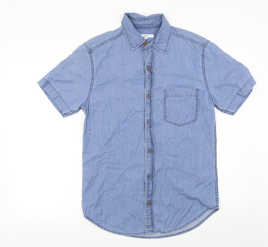 open Mens Blue    Button-Up Size S
