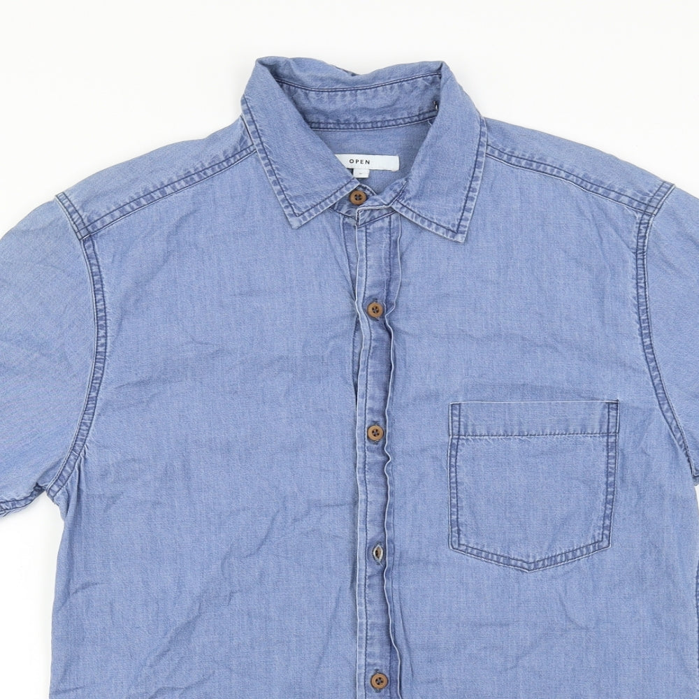open Mens Blue    Button-Up Size S
