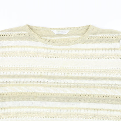Preloved Marks and Spencer  Womens Beige Striped  Pullover Jumper Size 18 - Detail