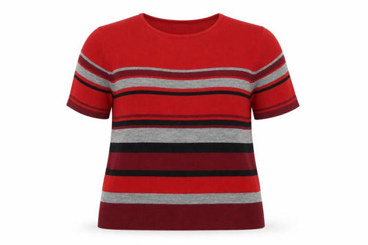 Berkertex Womens Red Striped  Pullover Jumper Size 18