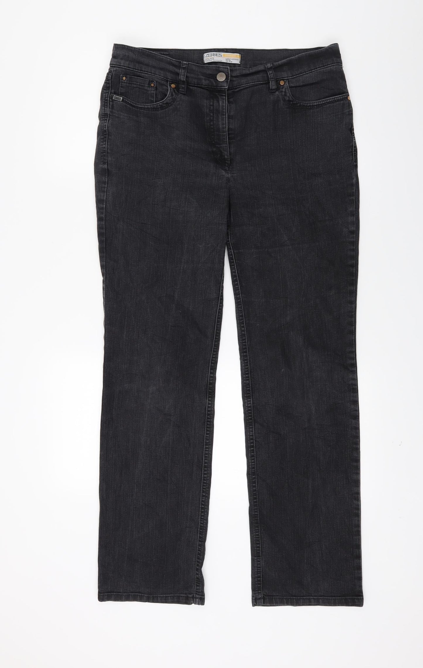 ZERRES Womens Black  Denim Straight Jeans Size 14 L26 in