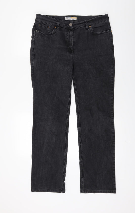 ZERRES Womens Black  Denim Straight Jeans Size 14 L26 in