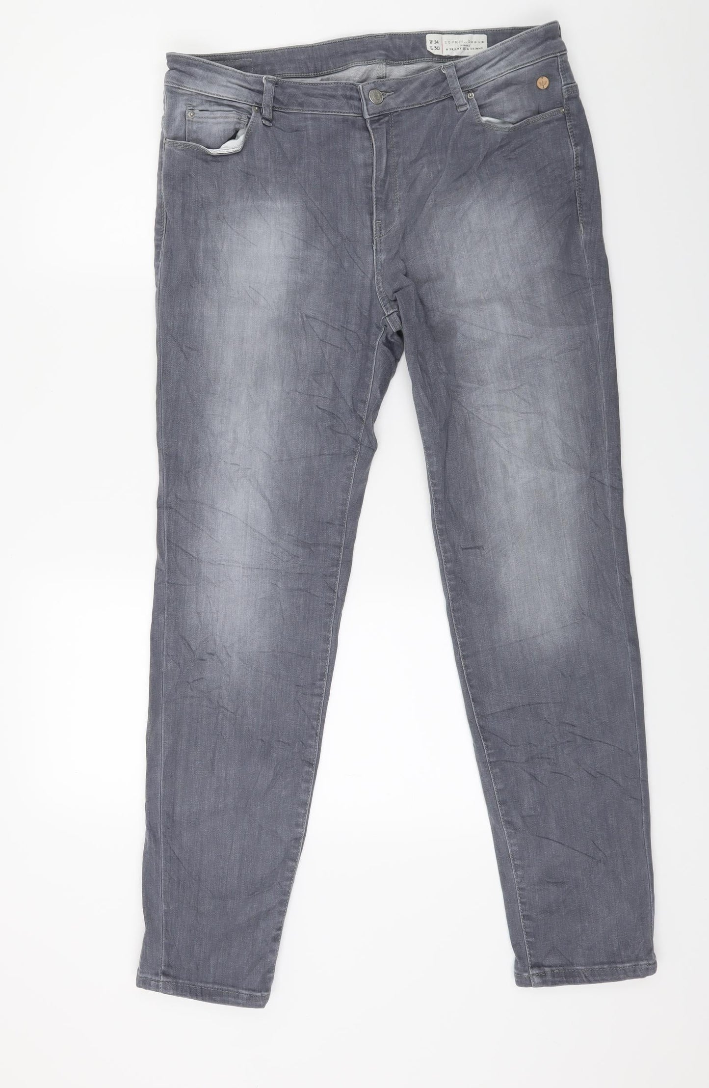 Esprit Womens Grey  Denim Skinny Jeans Size 34 in L30 in