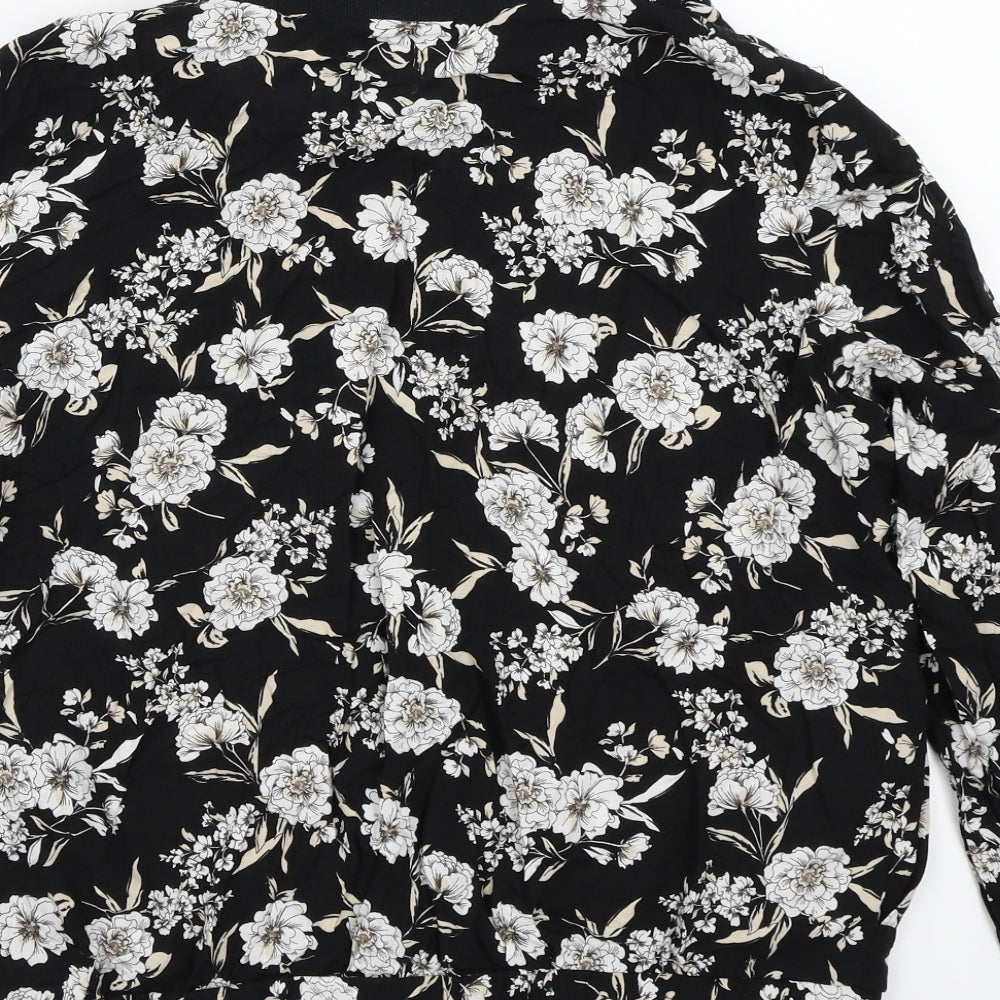 Redherring Womens Black Floral  Jacket Coat Size 16
