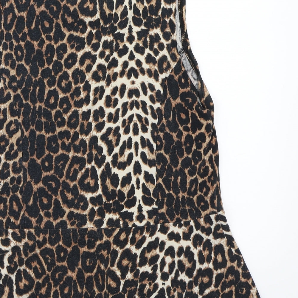 Newlook Womens Brown Animal Print  Basic T-Shirt Size 14