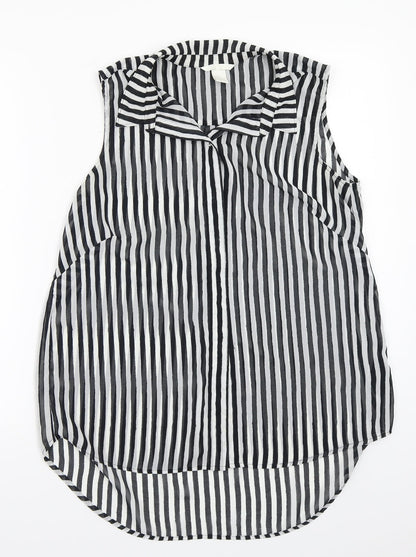 Preloved H&M Womens White Striped  Basic Button-Up Size L - Front
