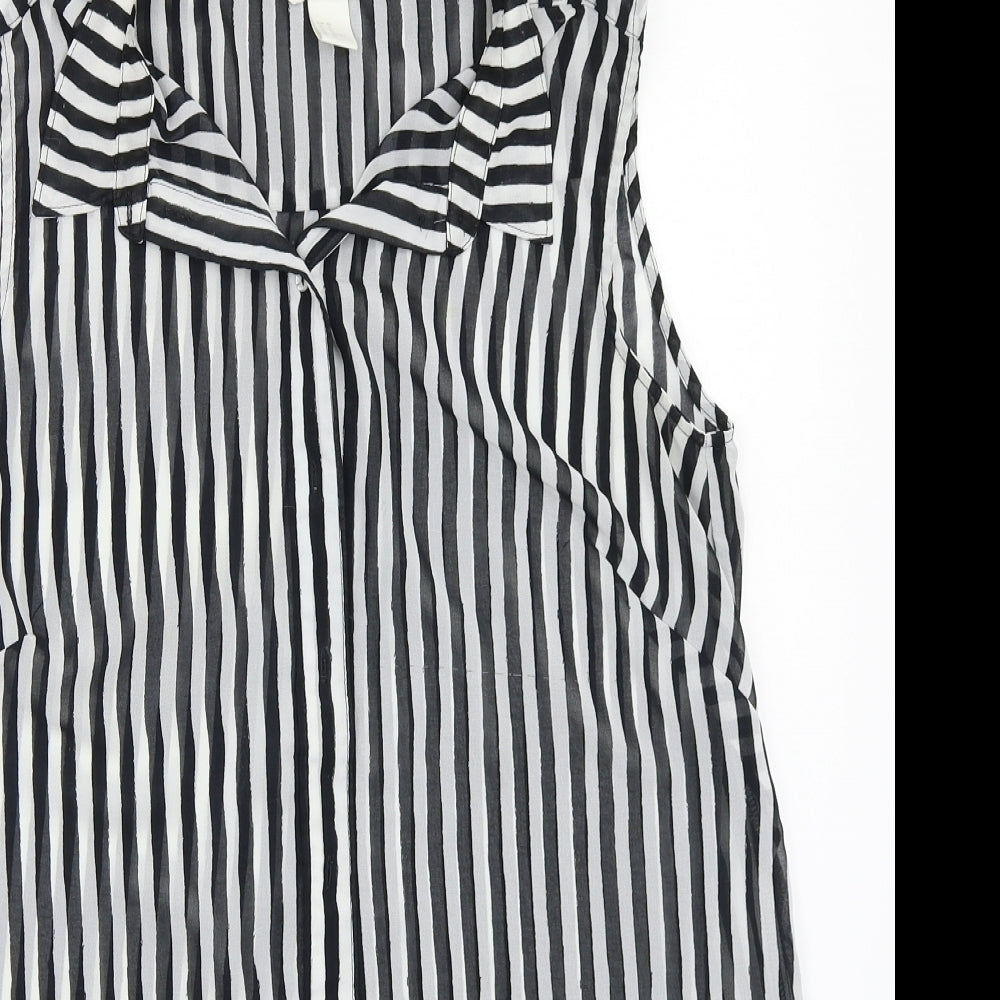 H&M Womens White Striped  Basic Button-Up Size L