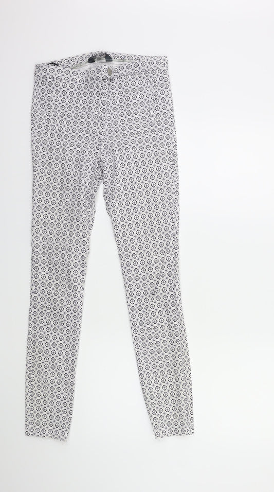 Dorothy Perkins Womens White Geometric  Trousers  Size 8 L29 in