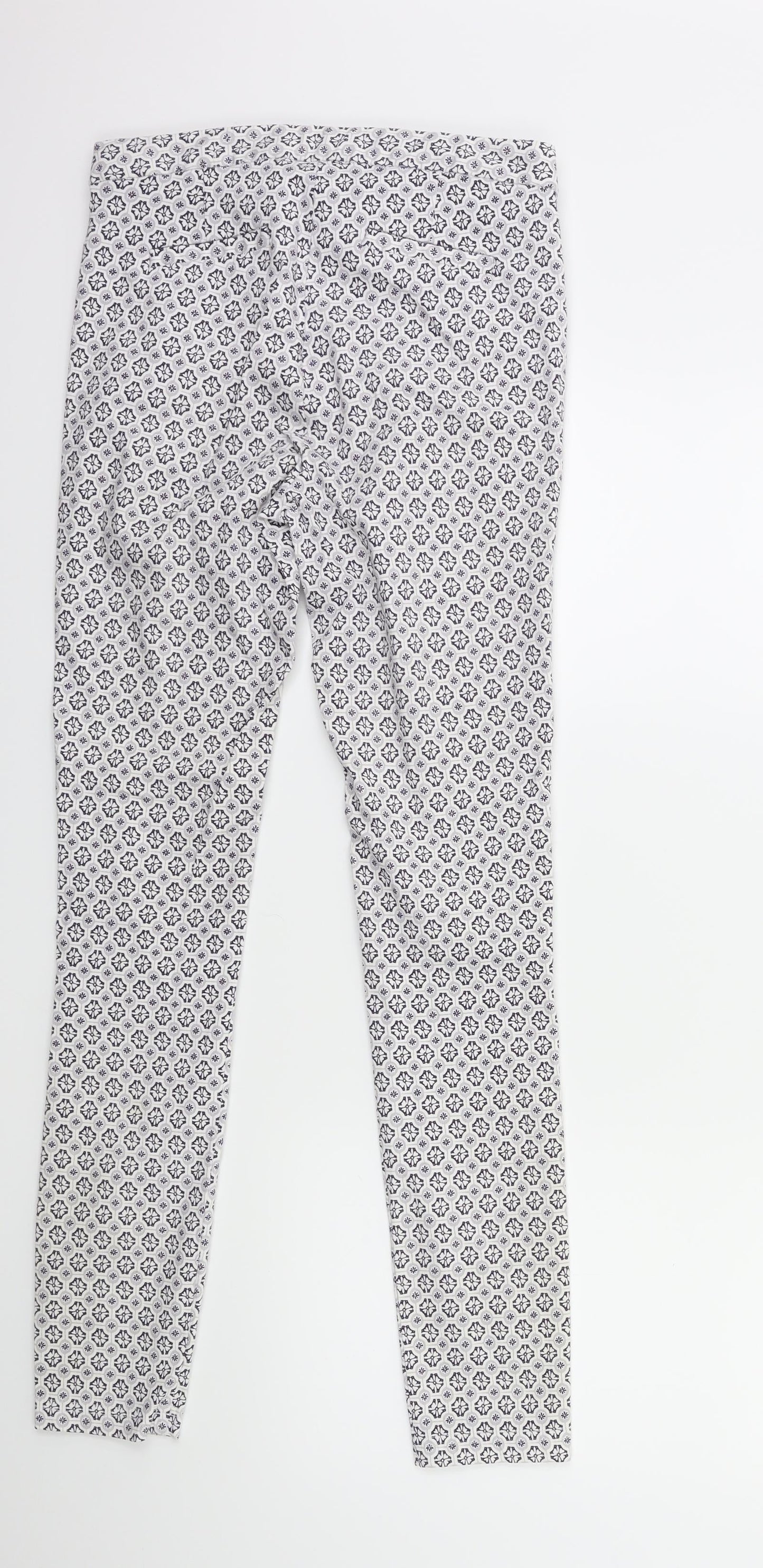 Dorothy Perkins Womens White Geometric  Trousers  Size 8 L29 in