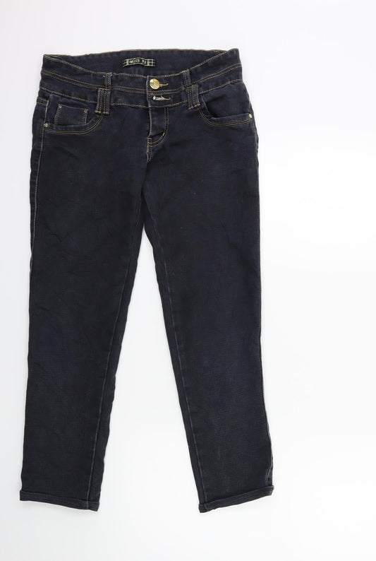 Preloved miss Womens Black  Denim Cropped Jeans Size 30 in L26 in - Front