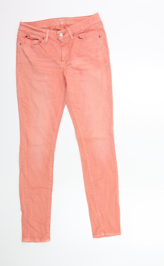 Preworn Womens Orange  Denim Skinny Jeans Size 28 in L28 in