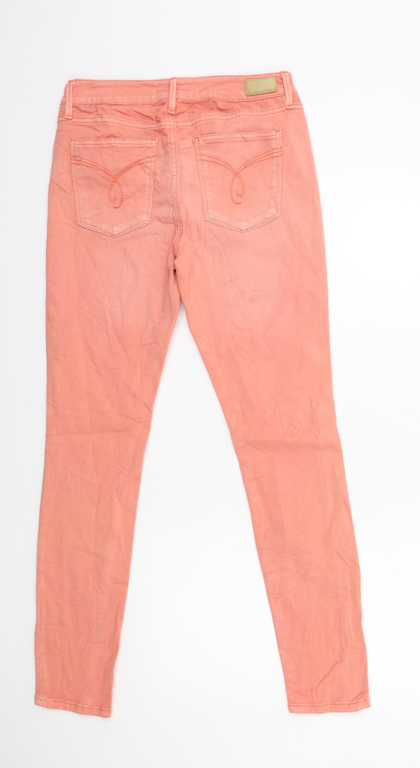 Preworn Womens Orange  Denim Skinny Jeans Size 28 in L28 in