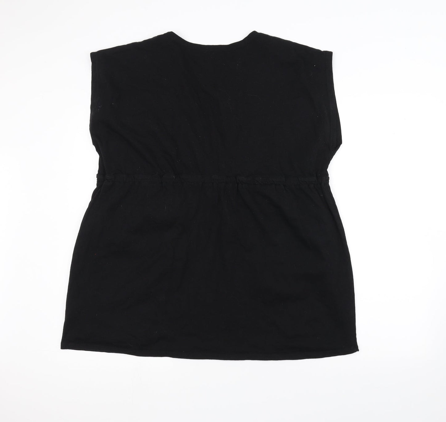 Resort Womens Black Floral  Basic T-Shirt Size 14