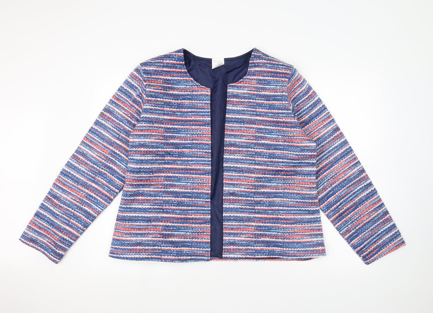 Anne De Lancay Womens Blue Striped  Jacket  Size L