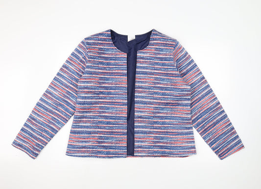 Anne De Lancay Womens Blue Striped  Jacket  Size L