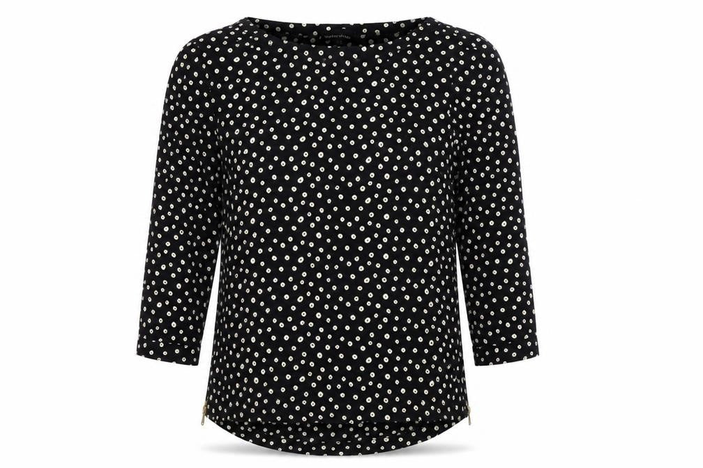 Warehouse Womens Black Polka Dot  Basic Blouse Size 8
