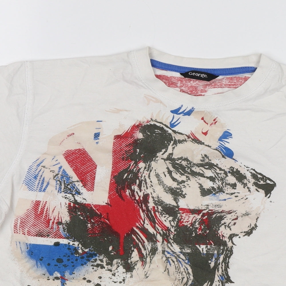 George Boys White   Basic T-Shirt Size 11-12 Years  - Lion