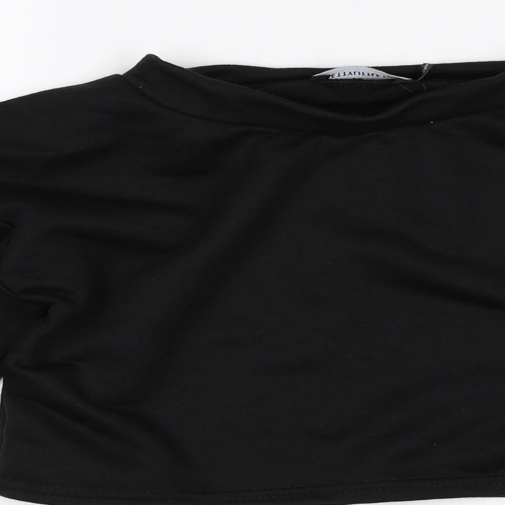 PRETTYLITTLETHING Womens Black   Pullover Jumper Size 2  - cropped