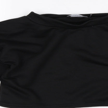 Preloved PRETTYLITTLETHING Womens Black   Pullover Jumper Size 2  - cropped - Detail