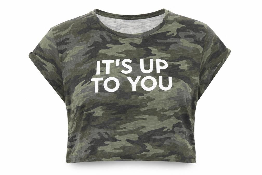 Terranova Womens Green Camouflage  Cropped T-Shirt Size L