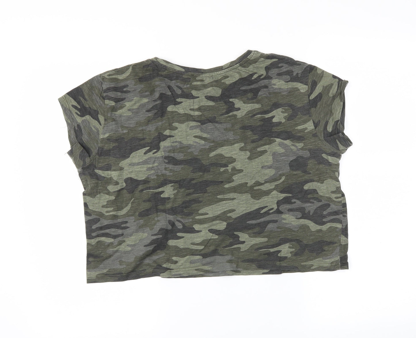 Terranova Womens Green Camouflage  Cropped T-Shirt Size L
