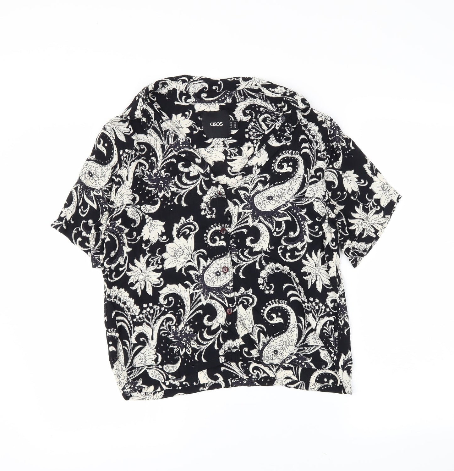 ASOS Womens Black Paisley  Basic Button-Up Size 10