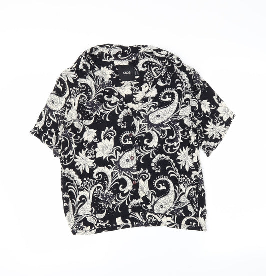 ASOS Womens Black Paisley  Basic Button-Up Size 10