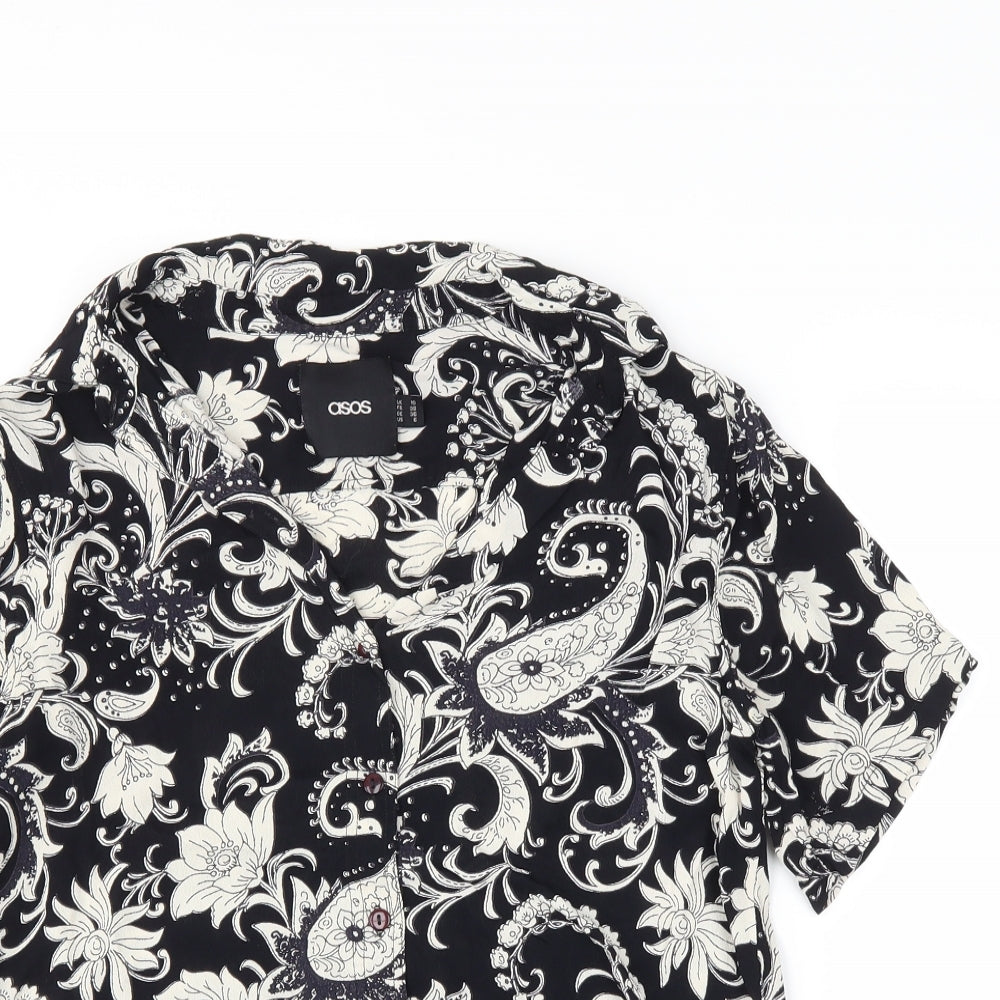 ASOS Womens Black Paisley  Basic Button-Up Size 10