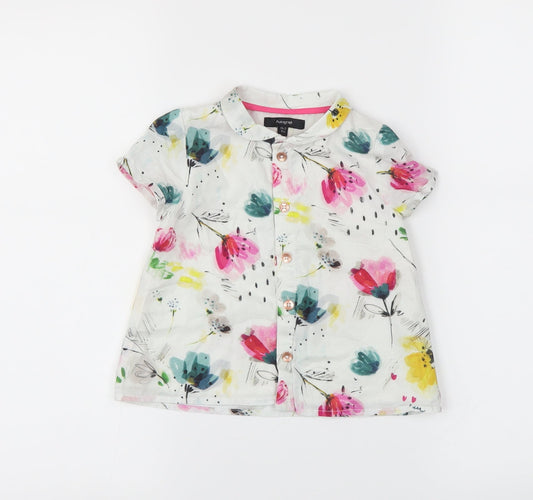 M&S Girls White Floral  Basic Button-Up Size 18-24 Months