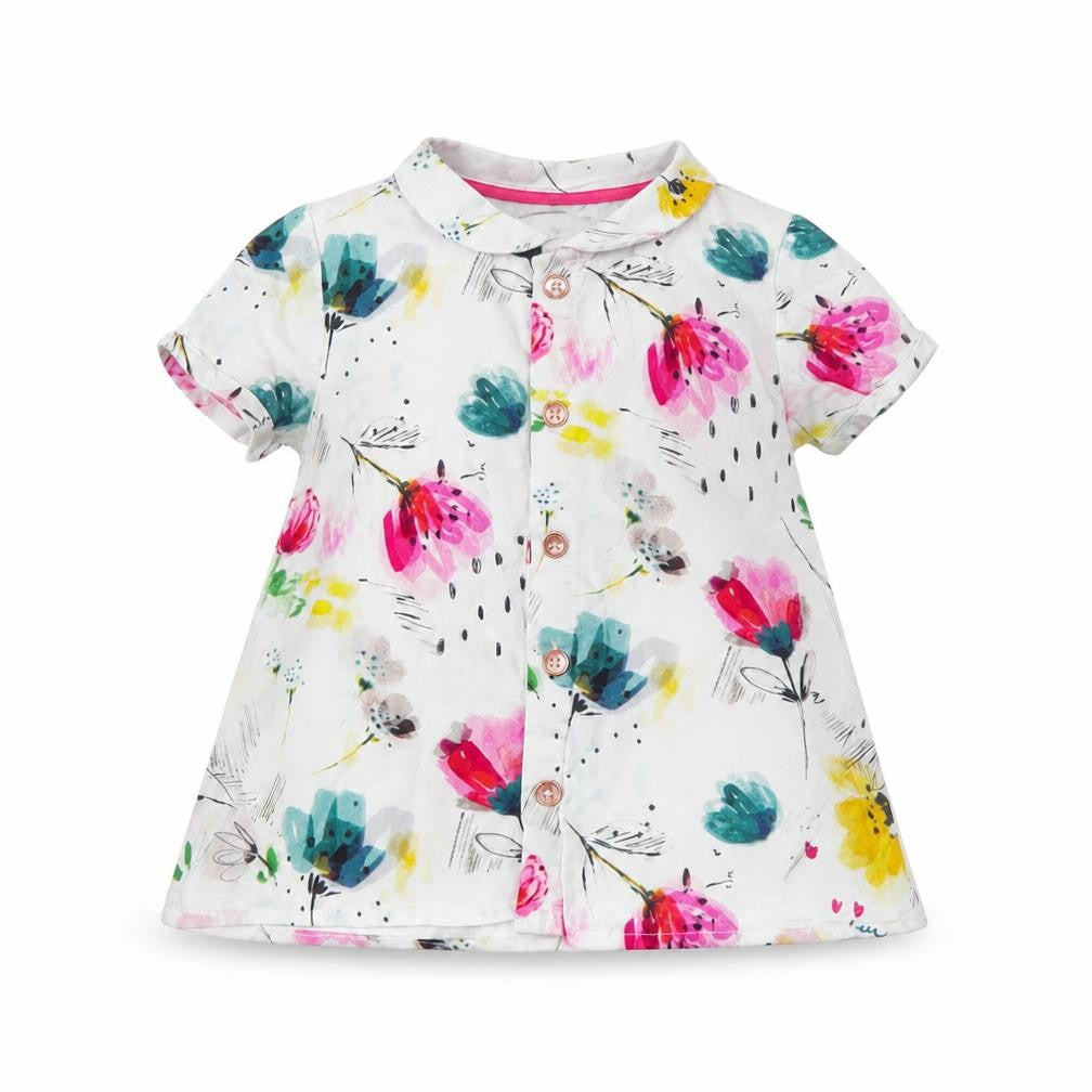 Marks & Spencer Girls White Floral  Basic Button-Up Size 18-24 Months
