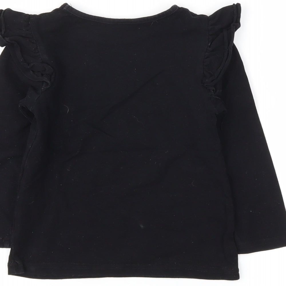 Preworn Girls Black   Basic T-Shirt Size 8-9 Years