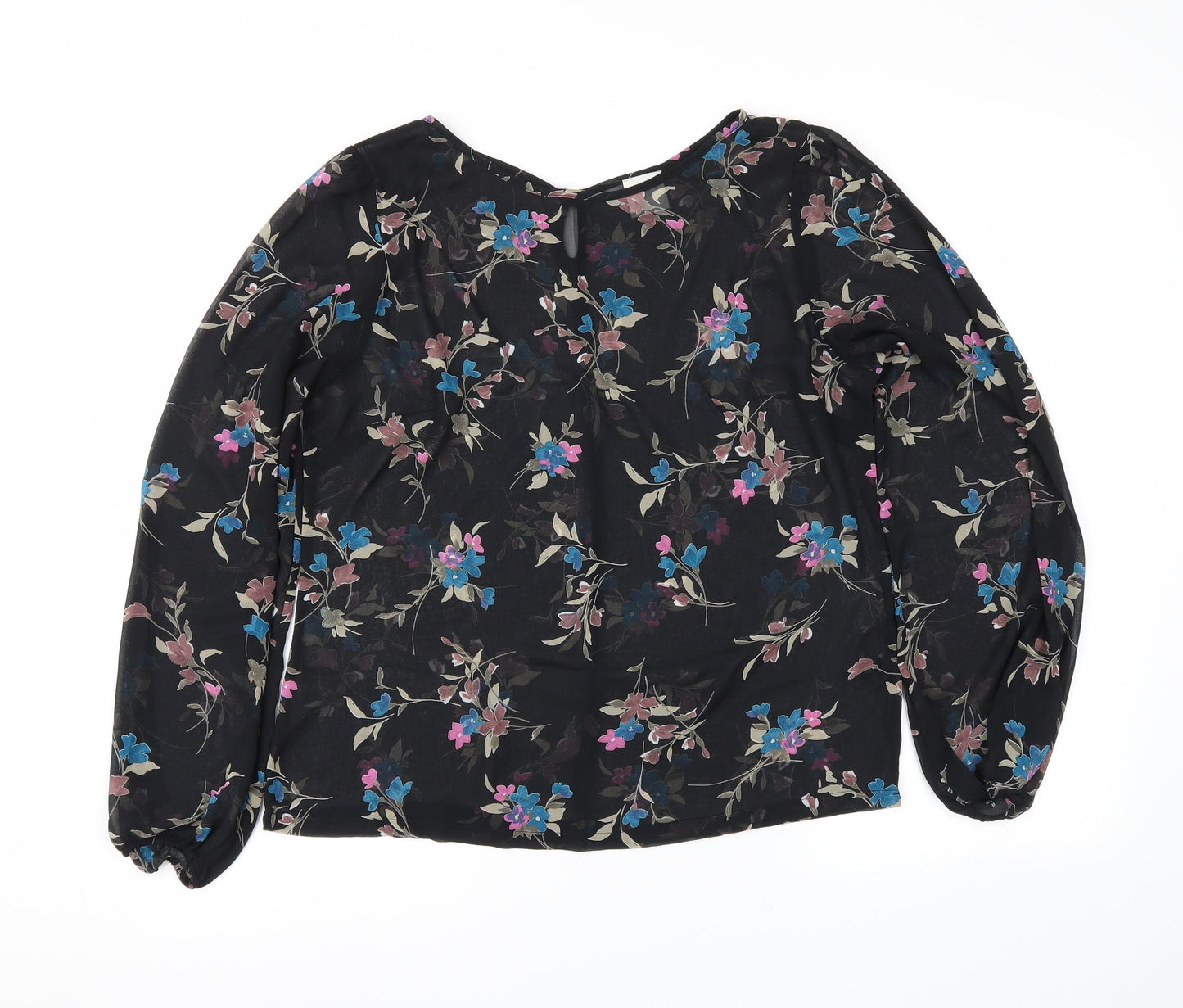 g:21 Womens Black Floral  Basic Blouse Size 12