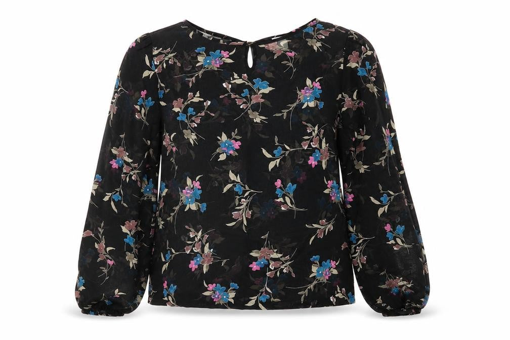 g:21 Womens Black Floral  Basic Blouse Size 12